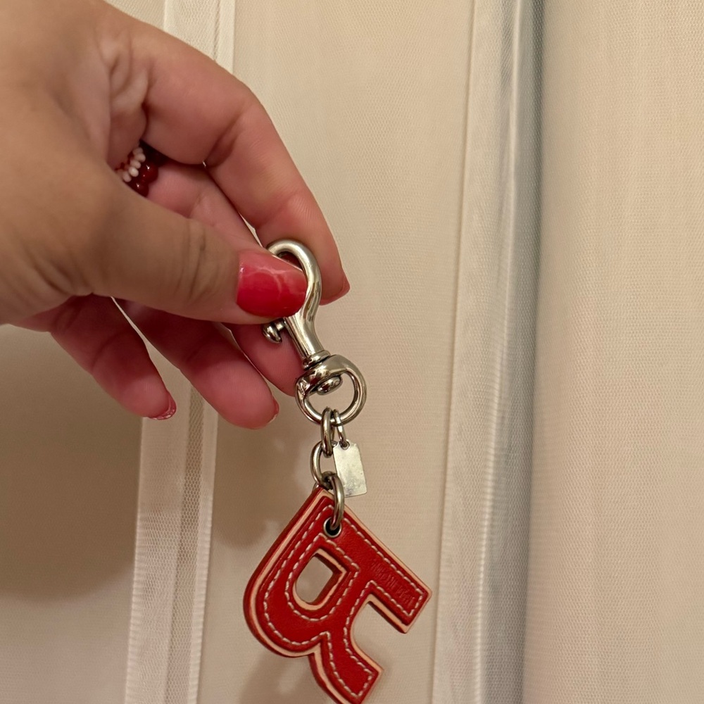 Coach Orange Letter R Leather Keychain - Picture 2 of 4